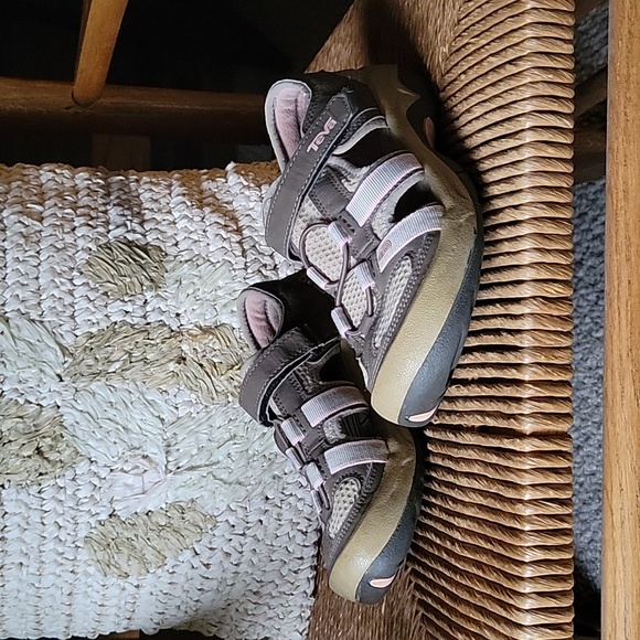 Teva sandals, brown, tan, gray, pink, size 3. - Picture 3 of 14
